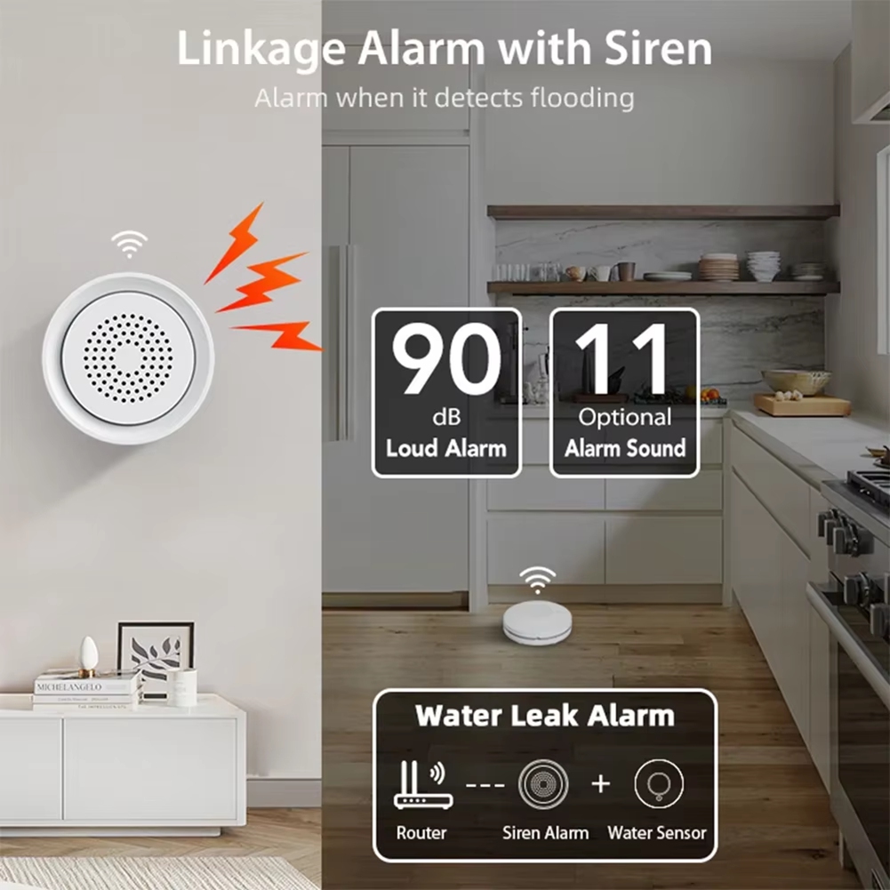 Smart Home Automation Kit - 사이렌 알람 기능이 있는 BTLIFE-홍수 감지기