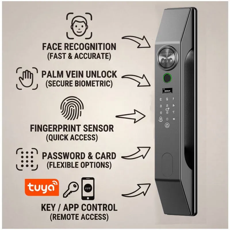 다국어 지원, 얼굴 인식, 비밀번호, 지문 인식 기능이 - Smart Door Lock Wifi 리뷰 및 가격